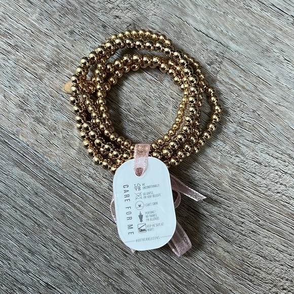 8 Other Reasons Set of 5 18K Gold Plated Stretch Bracelets - Picture 2 of 4